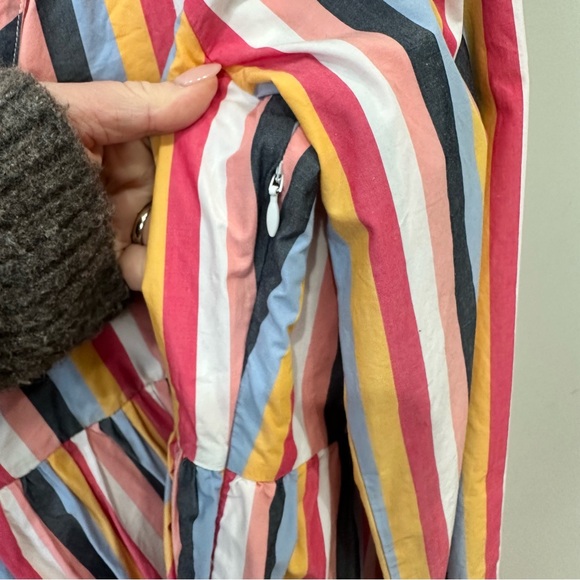 Jcrew Tiered Popover Dress Multi Stripes Poplin - Picture 8 of 11